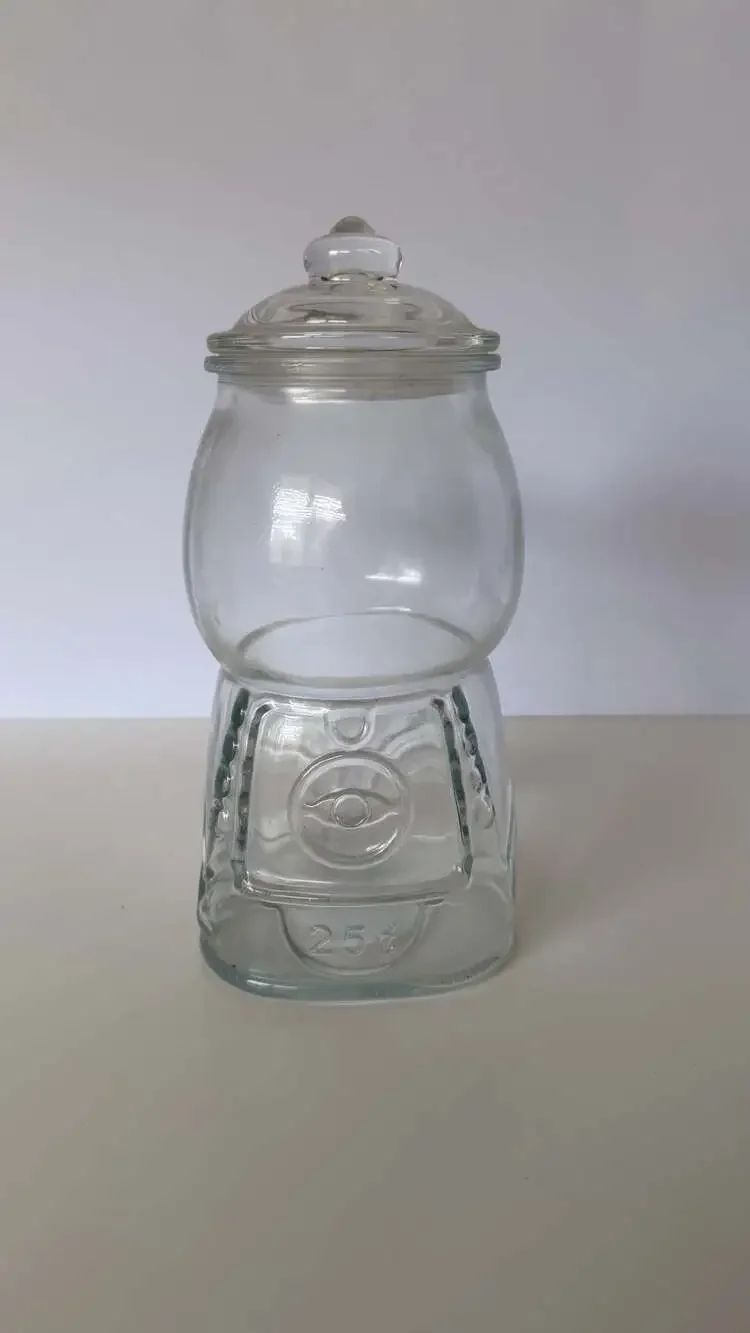 Clear Glass Gumball Machine Candy Jar Canister with Lid